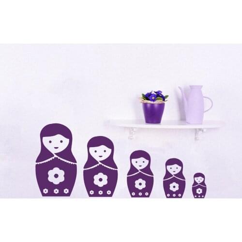 Hot Sale Lovely Russian Dolls Wall Stickers For Kids Playroom Wall Decal For Girl Bedroom Nursery Home Removable Art MuralSYY342
