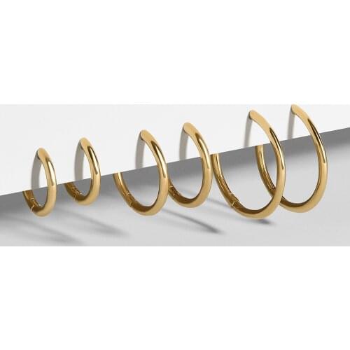 New Minimalism Stainless Steel Woman Jewelry 18k Gold Plated Small Medium Large Size Loop Hoop Earrings for Women