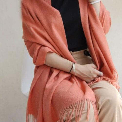 Stoles Cashmere Scarf 100 Winter For Women Pashmina Wrap Luxury Brand Wool Shawl WarmThick Tassels Solid Large Maxi Blanket New