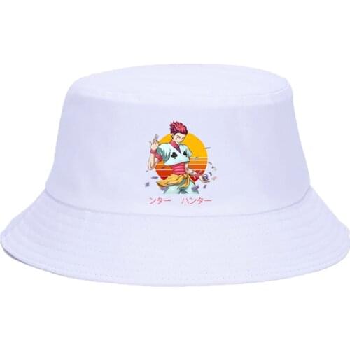 Women Men Printed Summer Hisoka Morow Panama Bucket Cap The Design Flat Visor Kawaii Hunter X Hunter Anime Fisherman hat