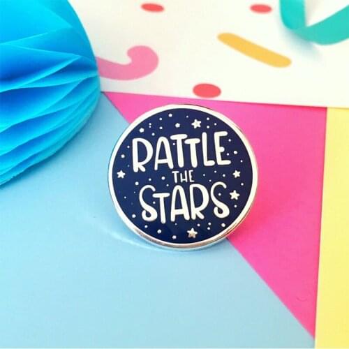 Rattle the Stars Quote Brooch Throne of Glass Sarah J Maas Dark Blue Enamel Pin Novel Bookworm Shiny Accessory