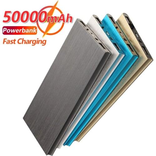 Portable 50000mAh Power Bank Fast Charging External Battery Charger 2 USB LED Flashlight Mobile for Samsung IPhone Xiaomi mi