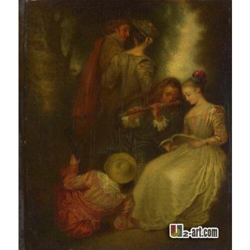 Canvas Prints (Perfect Harmony ) by Antoine Watteau reproduction beautiful oil painting for room Religion-038