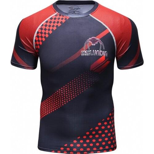 Custom Printing Gym Short Sleeve Shirts Compression Men Sportswear Sublimation