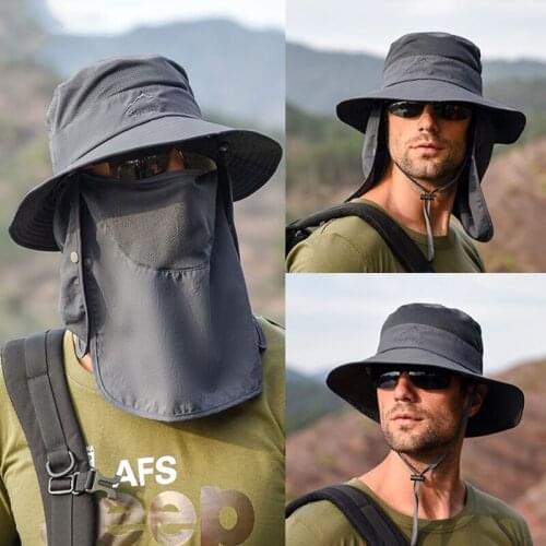 K33 Sun Hat For Man Sunhat Summer Outdoor Quick-drying Sunscreen Fisherman Hat Fishing Breathable Sun hats Female Face Mask