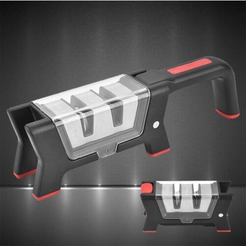 Folding 2 Stages Stainless Steel Knife Quick Sharpener Collapsible Knife Grinder Kitchen Knives Sharpening Grindstone Whetstone