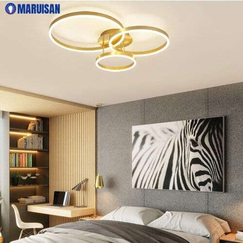 Modern LED Chandeliers HOME White/Gold Color Rings Lamps For Bedroom Study Hall Living Room Light Luster Indoor Lighting 90-260V