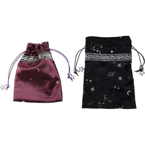 Witch Constellation Energy Crystal Storage Bag Board Game Tarots Oracle Cards Bag Plush Jewelry Drawstring Package