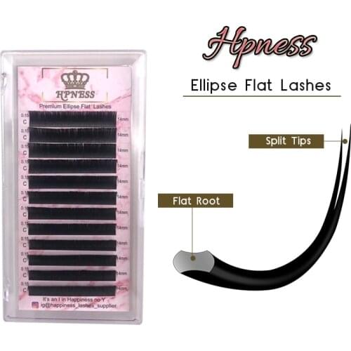 High Quality Large In Stock Ellipse Flat Lashes Soft Split-tips Fake Eyelash Extension Individual Ellipse Eyelash Free Shipping