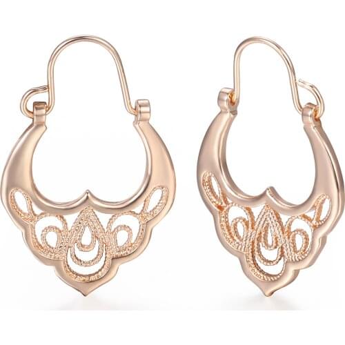 Stud Earrings Women 585 Rose Gold Filled Flower Pattern Earrings For Women Fashion Wedding Party Jewelry Gifts LGE193