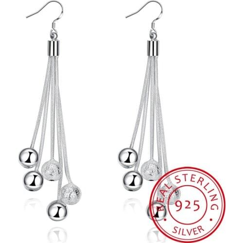 High Quality Jewelry 925 Silver Three Line Beads Earrings For Women Best Gift Engagement Free Shipping Wholesale Hot Sale