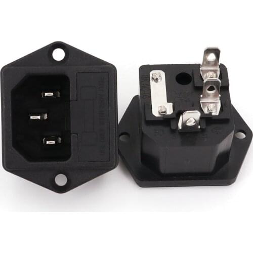 10Pcs AC250V/10A IEC320 C14 3Pin Male Panel Mounting Power Socket With Fuse Holder