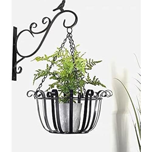 ABZS 2 Pack Hanging Plants Bracket Rustic Iron Decorative Wall Plant Hangers Hooks for Flower Baskets Bird Feeder 11.8 Inch