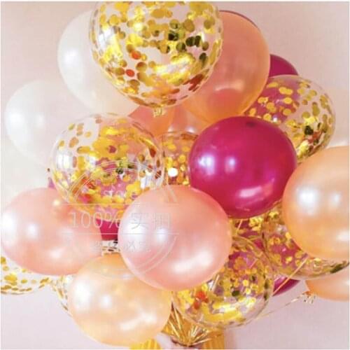 20pcs/lot Rose Gold White Latex Balloon Mixed Gold Confetti Transparent Balloons Set Kids Birthday Decor Party Wedding Supplies