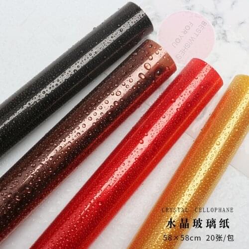 20pcs Crystal Half Transparent Cellophane Opp Film Flower Packaging Material Solid Color Cellophane Flower Art Wrapping Paper