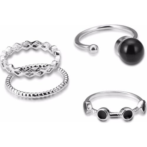 Lureme 4PCS Vintage Retro Boho Punk Joint Knuckle Ring Sets Finger Rings Nail Midi Ring Set (rg001962)