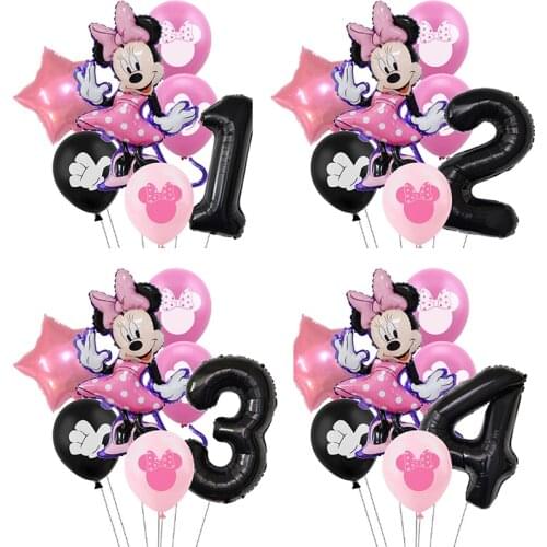 7pcs Disney Mickey Mouse Party Balloons Minnie Balloons 32" Number Balloon Baby Shower Birthday Party Decorations Kids Toy Gifts