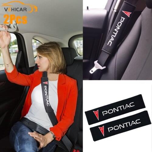 VEHICAR 2PCS Cotton Safety Seat Belt Pads For Pontiac Car Seat Belt Covers Personality LOGO Car Interior Decoration