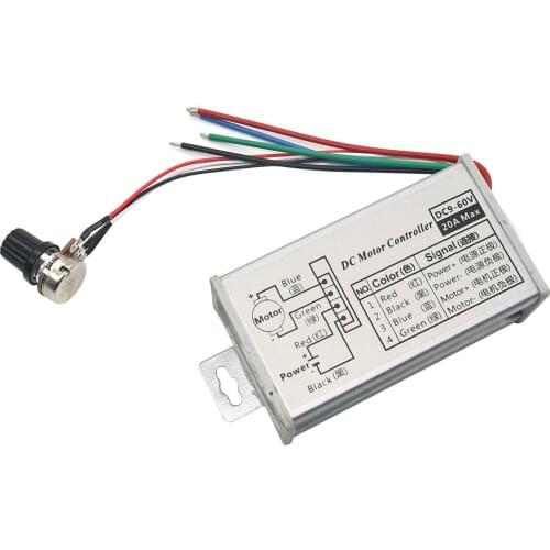 Artudatech 12V 24V Max 20A PWM DC Motor Stepless Variable Speed Control Controller Switch