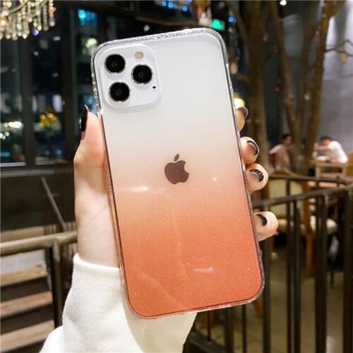 Shiny Glitter Half Clear Casing For Apple iPhone 12 Pro Max Phone Protect Case for iPhone 12 Mini Soft Silicon + Hard Back Cover
