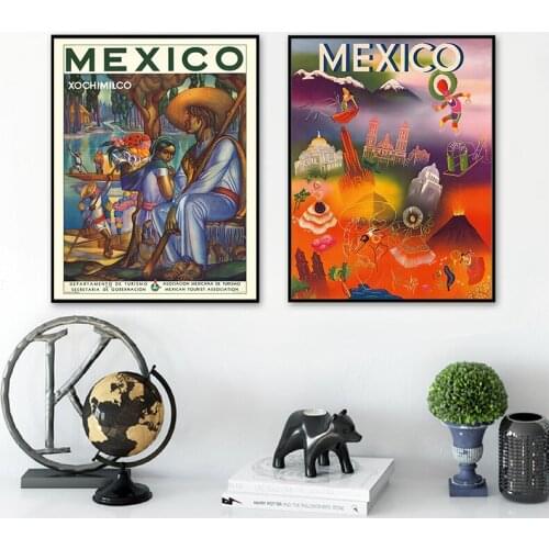 Mexico Travel Posters and Prints Vintage Canvas Painting Wall Art Pictures for Living Room Bedroom Home Decoration Traveler Gift