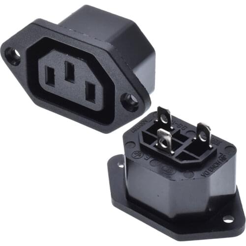 10pcs AC power socket AC 250V 10A 3Pin IEC320 C13 Female Panel Mount Power Inlet Socket industrial Rewiring connector holder