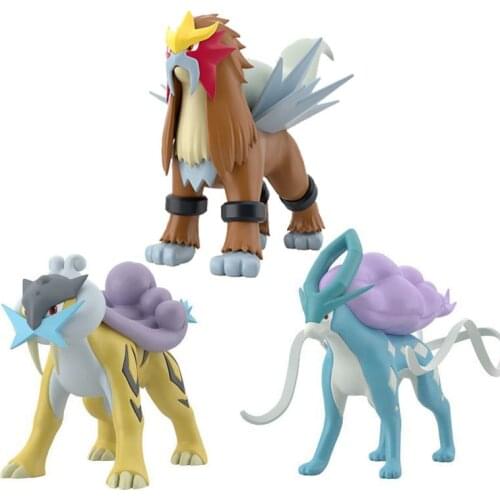 Bandai Limited Pokemon Pb 1/20 Scale World Anime Figures Doll Suicune Raikou Entei Action Figure Collectible Hand-model Toys