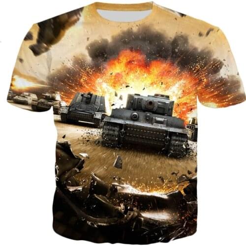 Printed T-shirt 2021 summer new fashion short-sleeved game world tank pattern 3D printed mens and womens tops Cool clothing