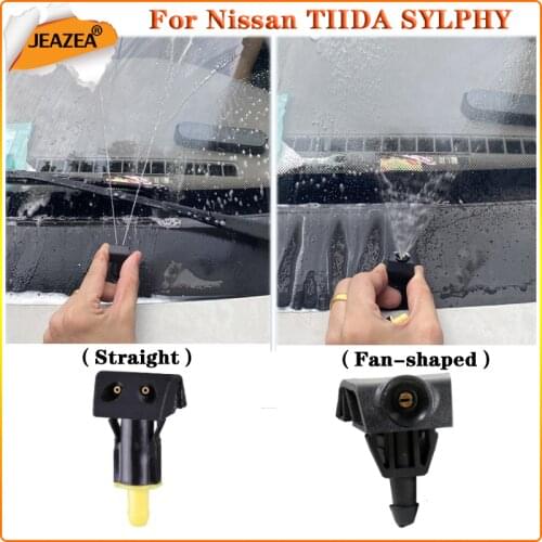 JEAZEA New Black Plastic 2Pcs Car Windshield Washer Wiper Water Spray Nozzle Fit for Nissan TIIDA Car Accessories