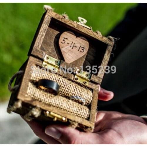 Cute rustic wedding ring box,traditional wedding pillow with burlap