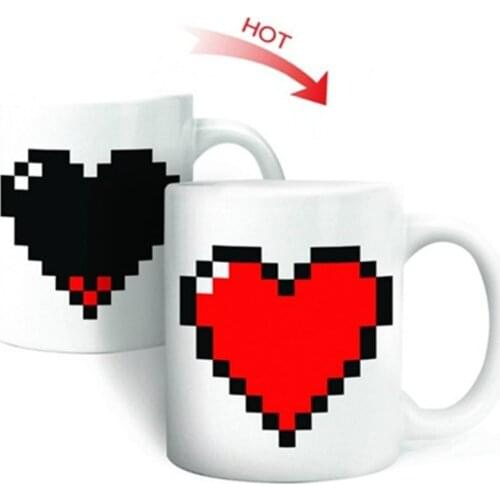 Creative Heart Magic Temperature Changing Cup Color Changing Chameleon Mugs Heat Sensitive Coffee Tea Milk Mug Novelty Gifts