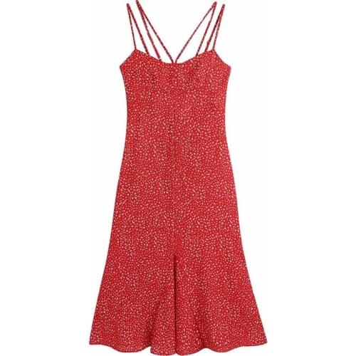 Summer womens casual floral print halter slim-fit suspender dress