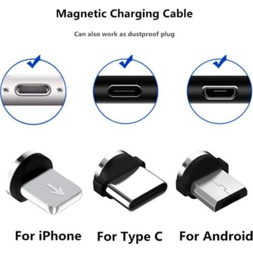 Magnetic Phone Cable Adapter Connector Tips Head Magnet Charger Connector for Iphone Micro USB Android Devices