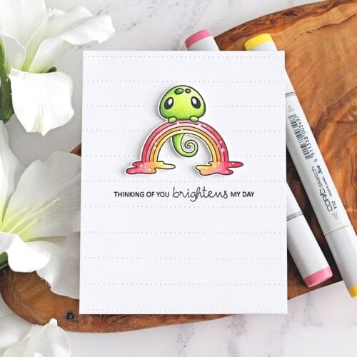 "Look For Rainbow" Metal Cutting Dies & Matching Stamp For DIY Scrapbooking Craft Embossing Stencil Die Cut Albums Photo