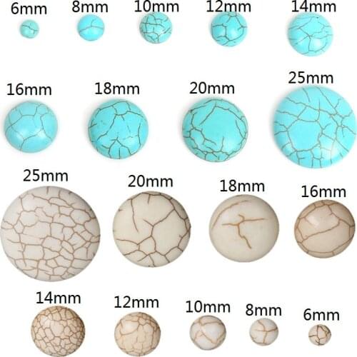 Multi-size Natural Blue White Turquoises Stone Bead Dome Cabochons Flatback Scrapbooking 3D Domes Seals Cabochon for Craft Cameo