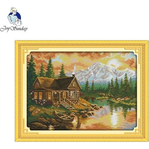 Joy Sunday Sunset Decor Painting Counted 14CT 11CT Stamped Chinese Cross Stitch Needlework Sets Embroidery Kit Cross-stitch Kits