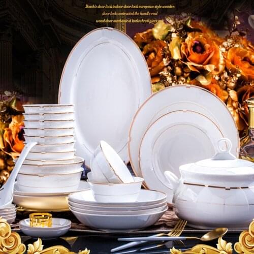Dinnerware Set china tableware Kitchen Tableware Dinner Dish Ceramic Plates and Dishes Bowls 60 pcs combination dishes set