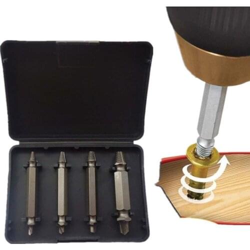 MOQIU 4pcs Drill Bit Screw Extractor Broken Damaged Drill Set Speed Off Screw Blackhead Bolt Extractor Remover Tool