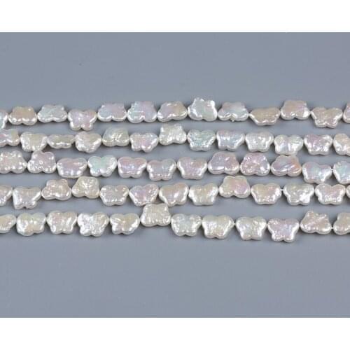 13x10mm Natural White Butterfly Shaped Flat Baroque Pearl Loose Strand