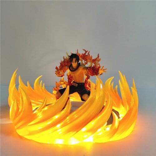 One Piece Ace PVC Action Figures Toys Set DIY Portgas D Ace Visual Lighting Collection Brinquedos Japan Anime Figure Model Doll