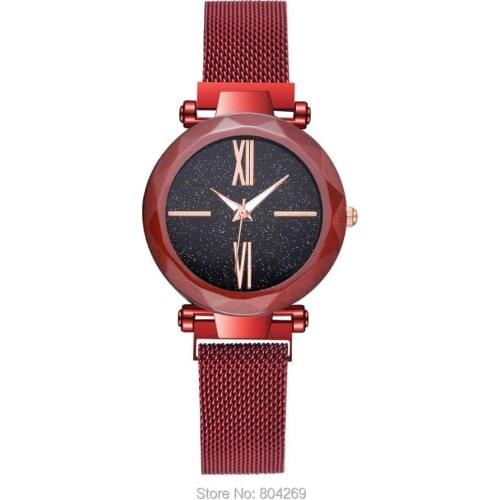 Wholesale Alloy Quartz Starry Sky Wristwatches Simple Stars Lazy Lady Watches Roman Number Mesh Watches