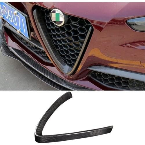 Real Carbon Fiber Car Front Grill Decoration Frame Trim Accessory For Alfa Romeo Giulia Stelvio 2017 2018 2019