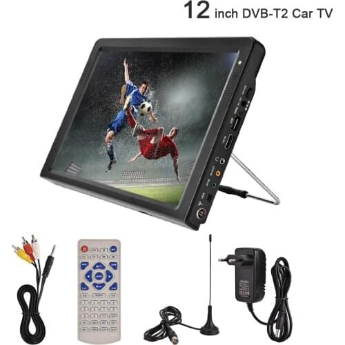 12V Portable 12'' TFT LED HD TV Television Digital Analog Car Home DVB-T2 Signal