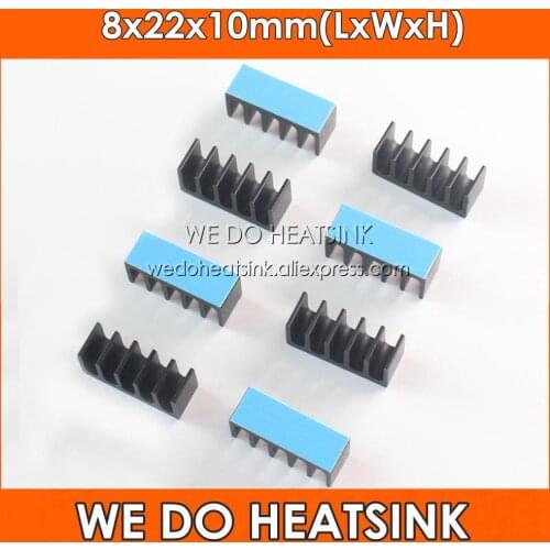 WE DO HEATSINK 8x22x10mm Aluminum Black Anodized Heatsink Radiator Cooling Cooler for Raspberry pi Electronic Chip IC With Therm