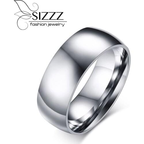 SIZZZ High Polish Classical 316L Stainless steel Ring for Men Jewelry Color steel Simple Tiny Rings Wholesale