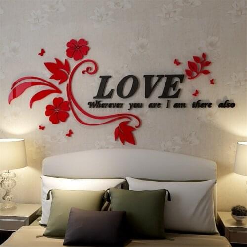 Romantic LOVE creative decorative 3D stereoscopic Acrylic wall stickers living room Marriage room background wall decor sticker