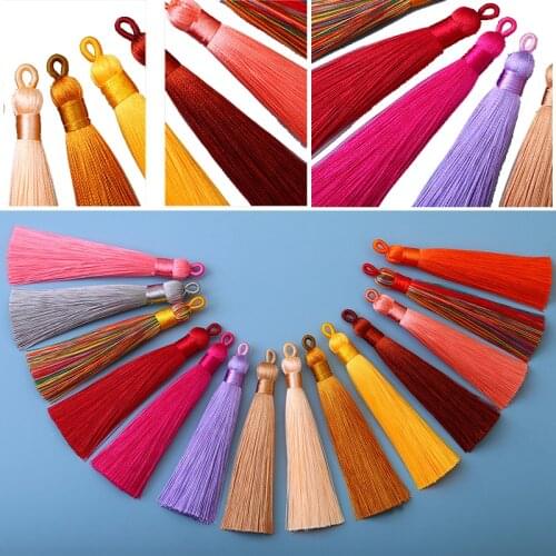 5/10Pcs Silk Tassel Earrings pendant Charms Crafts Silver End Caps Tassels ​Brush For DIY Jewelry Making Accessories Small 8cm