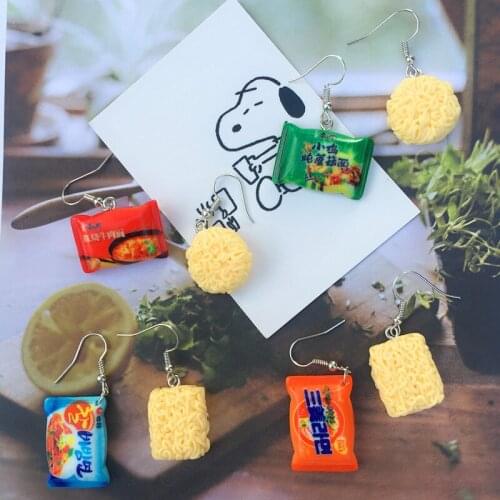New Creative Instant Noodles Dangle Earring for Women Girls Cool party jewelry Best Cute Mini Foods Drop Child Qualitied Earring