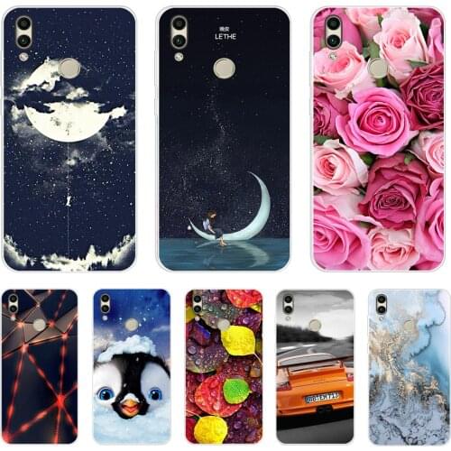 Silicone TPU Case For Huawei Honor 8C Soft Cat Animal Flowers Cartoon printing Case Protective cover for honor8C fundas coque