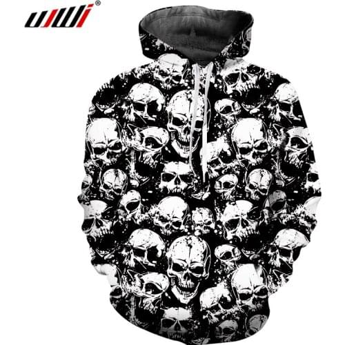 UJWI 3D Print Skull Sweatshirt Hoodie Man Spring Fall Men Sportswear Hoodies Cool Hip Hop Streetwear Punk Hoody Dropship 5XL
